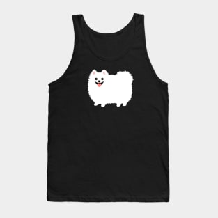 Fluffy White Pomeranian Cartoon Dog Tank Top